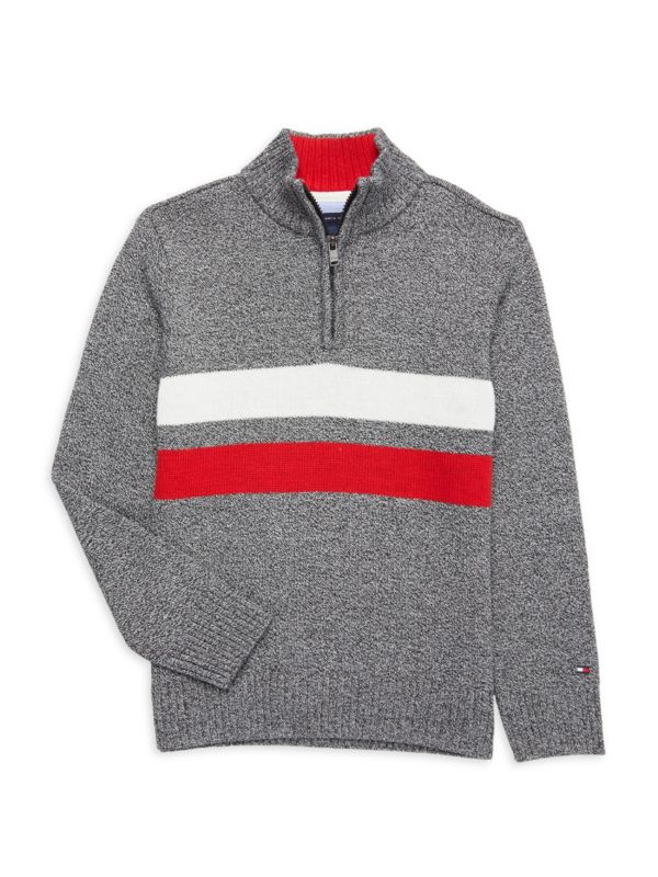 Tommy Hilfiger Little Boy's Stripe Quarter Zip Sweater